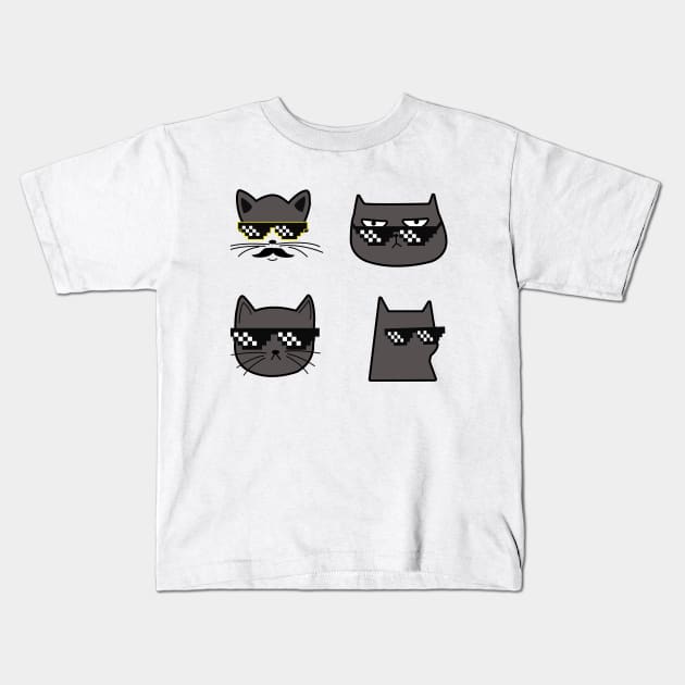 Cool cats thug life design Kids T-Shirt by Dope_Design